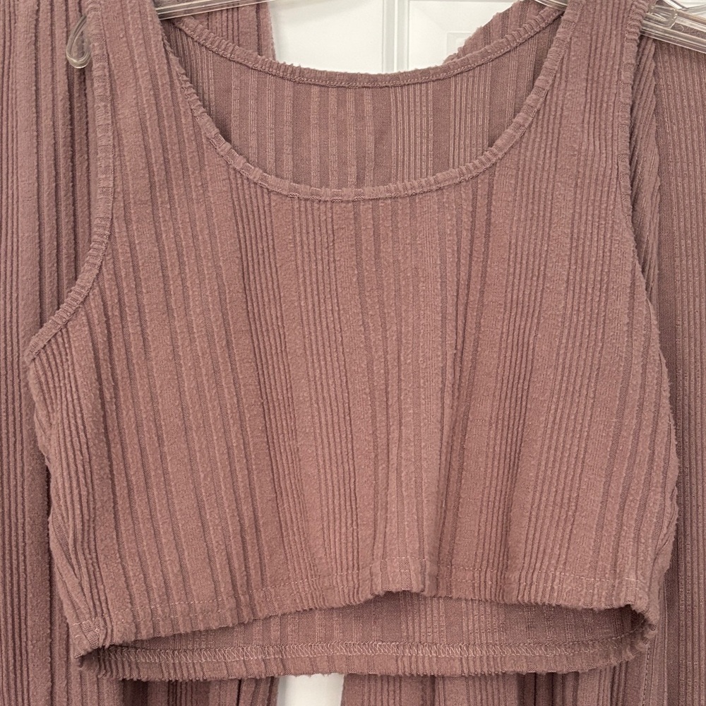 SHEIN Ribbed Knit Set in Mauve - Picture 2 of 4
